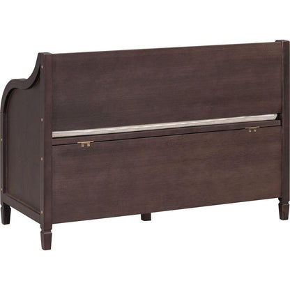 Rustic Style Solid wood Entryway Multifunctional Storage Bench with Safety Hinge (Espresso + Beige)