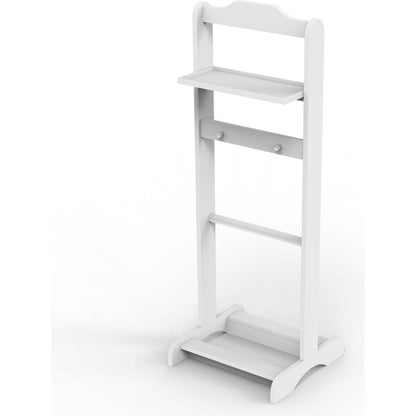 Accent Portable Garment Rack,Clothes Valet Stand with Storage Organizer,White Finish