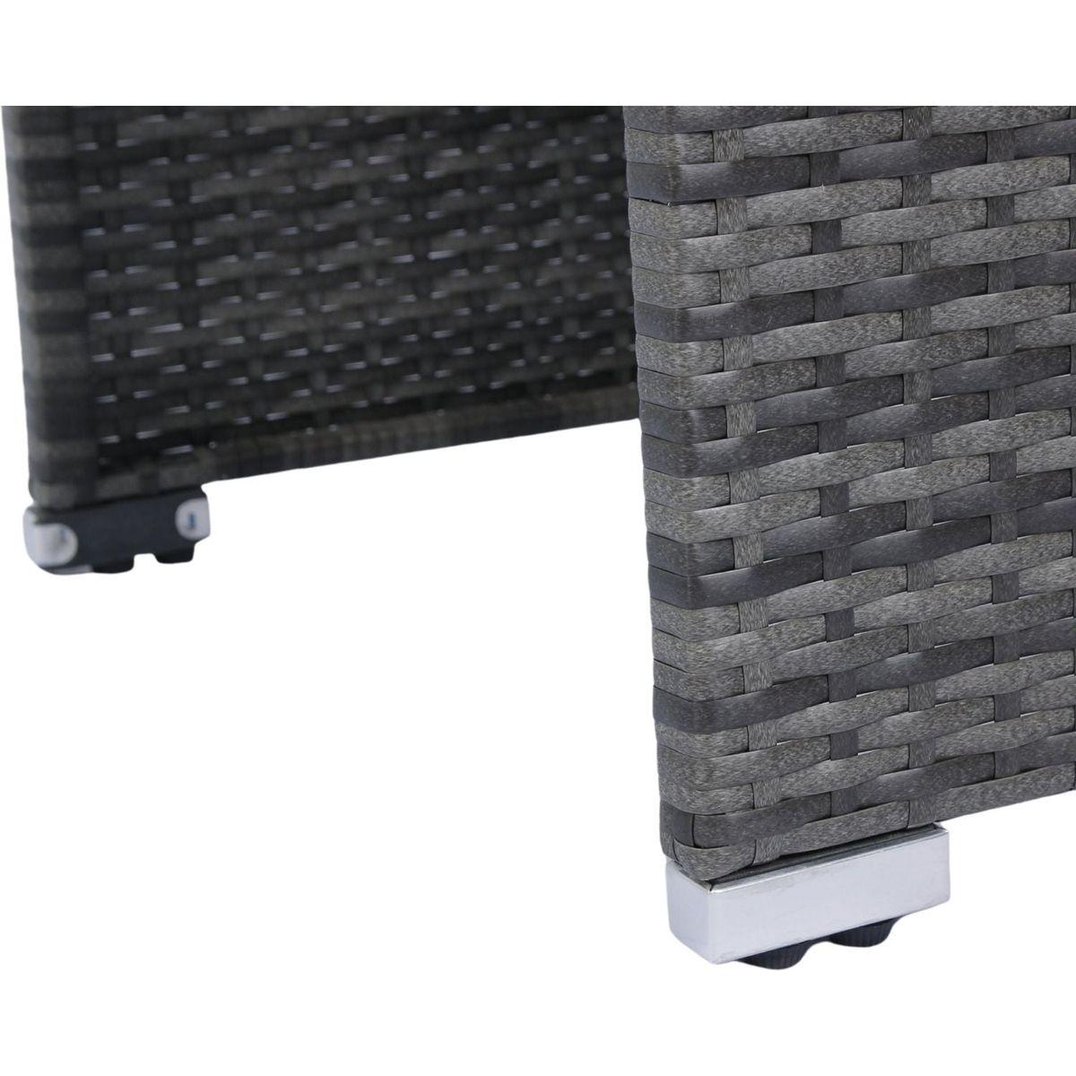 8 Piece Patio Sectional Wicker Rattan Outdoor Furniture Sofa Set with One Storage Box Under Seat and Cushion Box Grey wicker + Black Cushion + Clear Glass Top