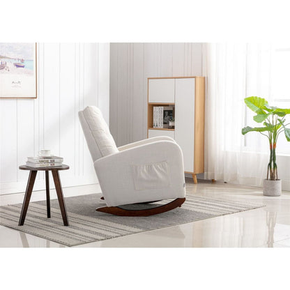 High Back Rocking Chair Nursery Chair .Comfortable Rocker Fabric Padded Seat .Modern High Back Armchair