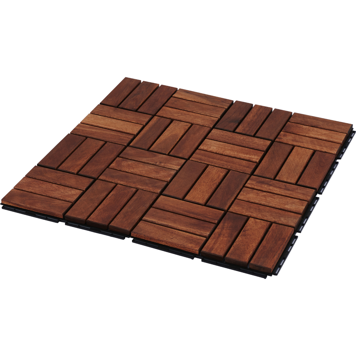 Acacia Wood Interlocking Deck Tiles Checker Pattern, 10PCS 12" x 12" Square Brown Acacia Hardwood Outdoor Flooring for Patio, Bancony, Pool Side,...