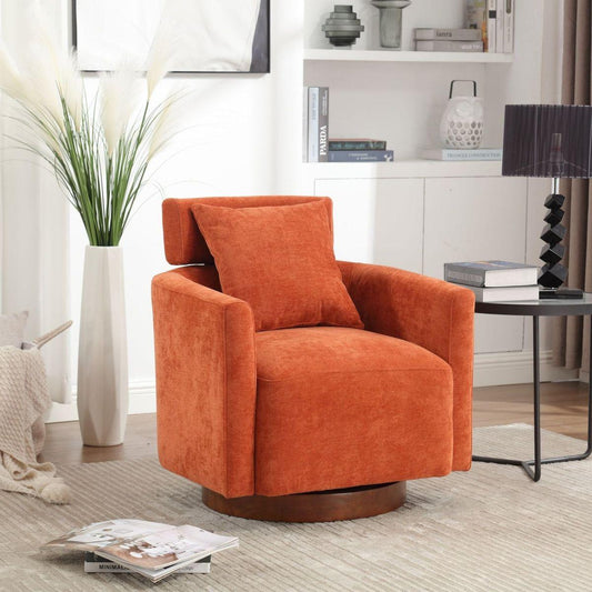 360 degree rotation design, multi-gear adjustment backrest, soft and comfortable chenille fabric, ergonomic design of the living room chair