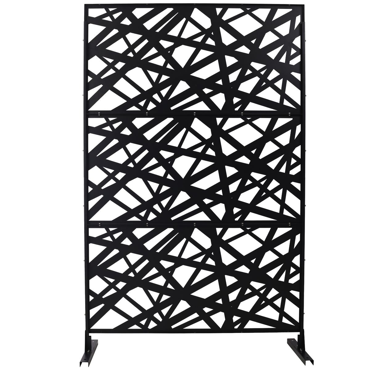 Outdoor & Indoor Privacy Screen Metal Privacy Screen 76' H×48' W, Freestanding Decorative Privacy Screen for Deck Balcony Patio, Privacy Fence Panels for Outside Lawn Garden PS117 BLACK