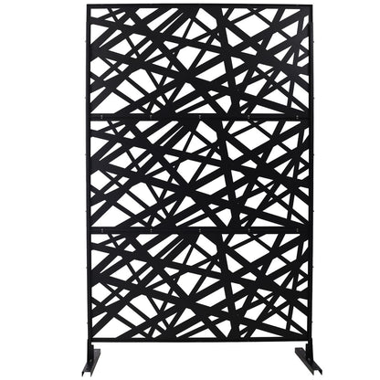 Outdoor & Indoor Privacy Screen Metal Privacy Screen 76' H×48' W, Freestanding Decorative Privacy Screen for Deck Balcony Patio, Privacy Fence Panels for Outside Lawn Garden PS117 BLACK
