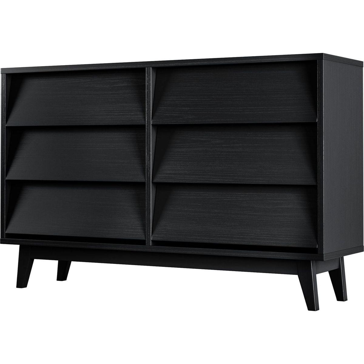 6 Drawer Double Dresser Features Vintage-style and Bevel Design
