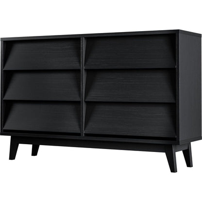6 Drawer Double Dresser Features Vintage-style and Bevel Design