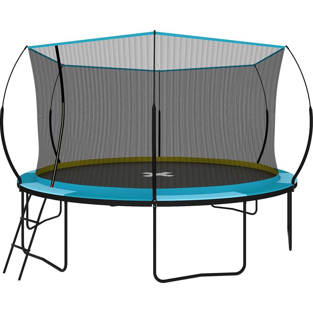 YC 14FT Recreational Trampolines with Enclosure for Kids and Adults with Patented Fiberglass Curved Poles Pumpkin-Blue