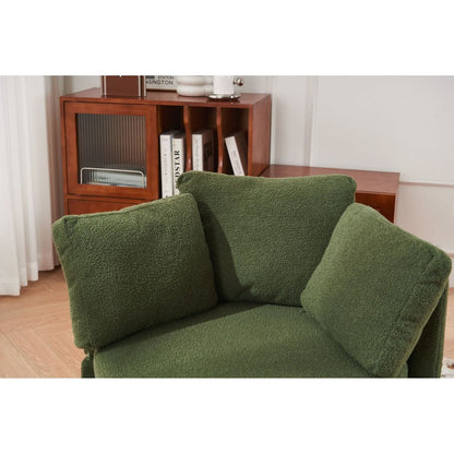 Teddy Fabric Swivel And Storage Chair With Back Cushion For Living Room,Green