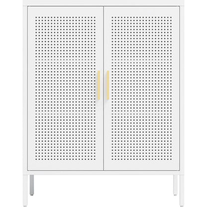 Metal Storage Cabinet with 2 Doors and 2 Adjustable Shelves, Steel Lockable Garage Storage Cabinet, Metal File Cabinet for Home Office School Gym, White