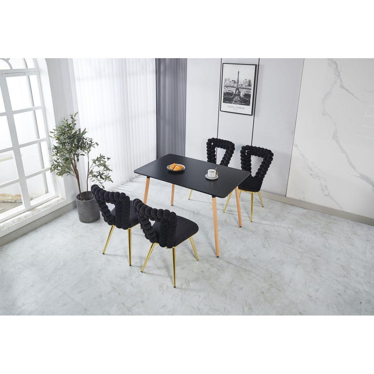 Modern chair(set of 2 ) with golden color iron tube legs, black soft cushions and comfortable backrest, suitable for dining room, living room, cafe,hairball back - Streamdale Furniture