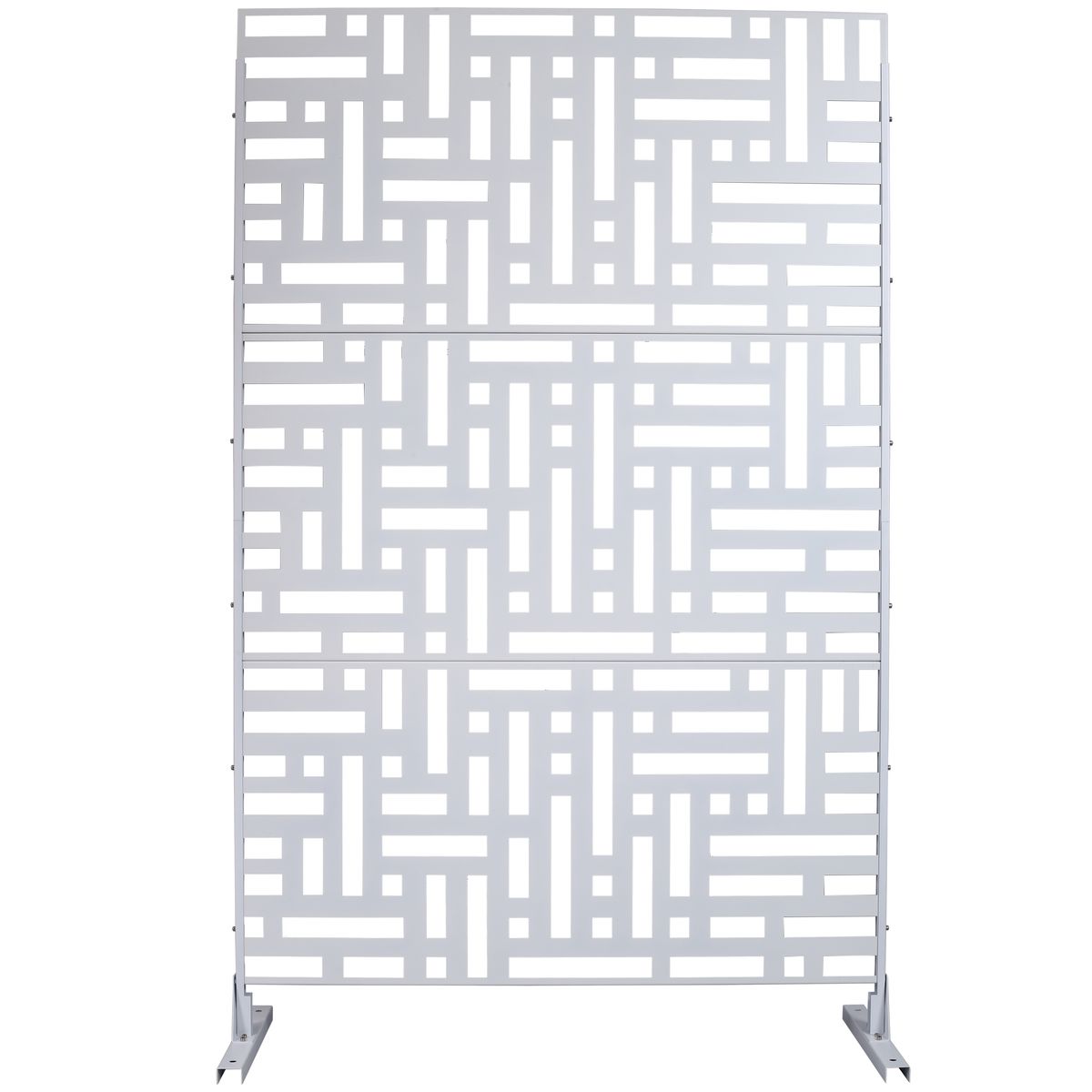 Decorative Freestanding Metal Privacy Screen for Indoor & Outdoor Use, White, 76' H x 48' W