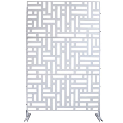 Decorative Freestanding Metal Privacy Screen for Indoor & Outdoor Use, White, 76' H x 48' W
