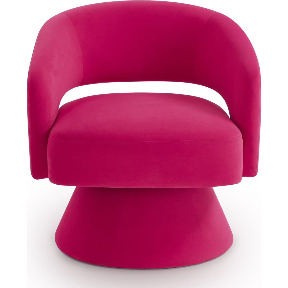 Modern Swivel Barrel Chair, Upholstered Velvet Round Accent Chairs,360 Degree Comfy Swivel Chair with Open Backrest, Single Chair Armchair for Living Room Bedroom, Homerest, Rose Pink