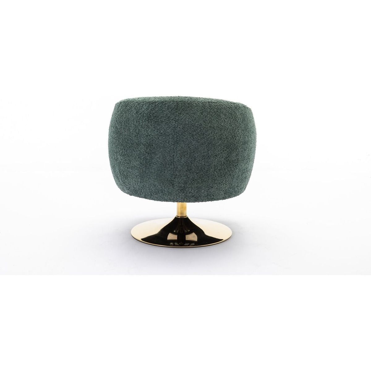 Chenille Fabric Accent Swivel Chair With Gold Metal Round Base,Green