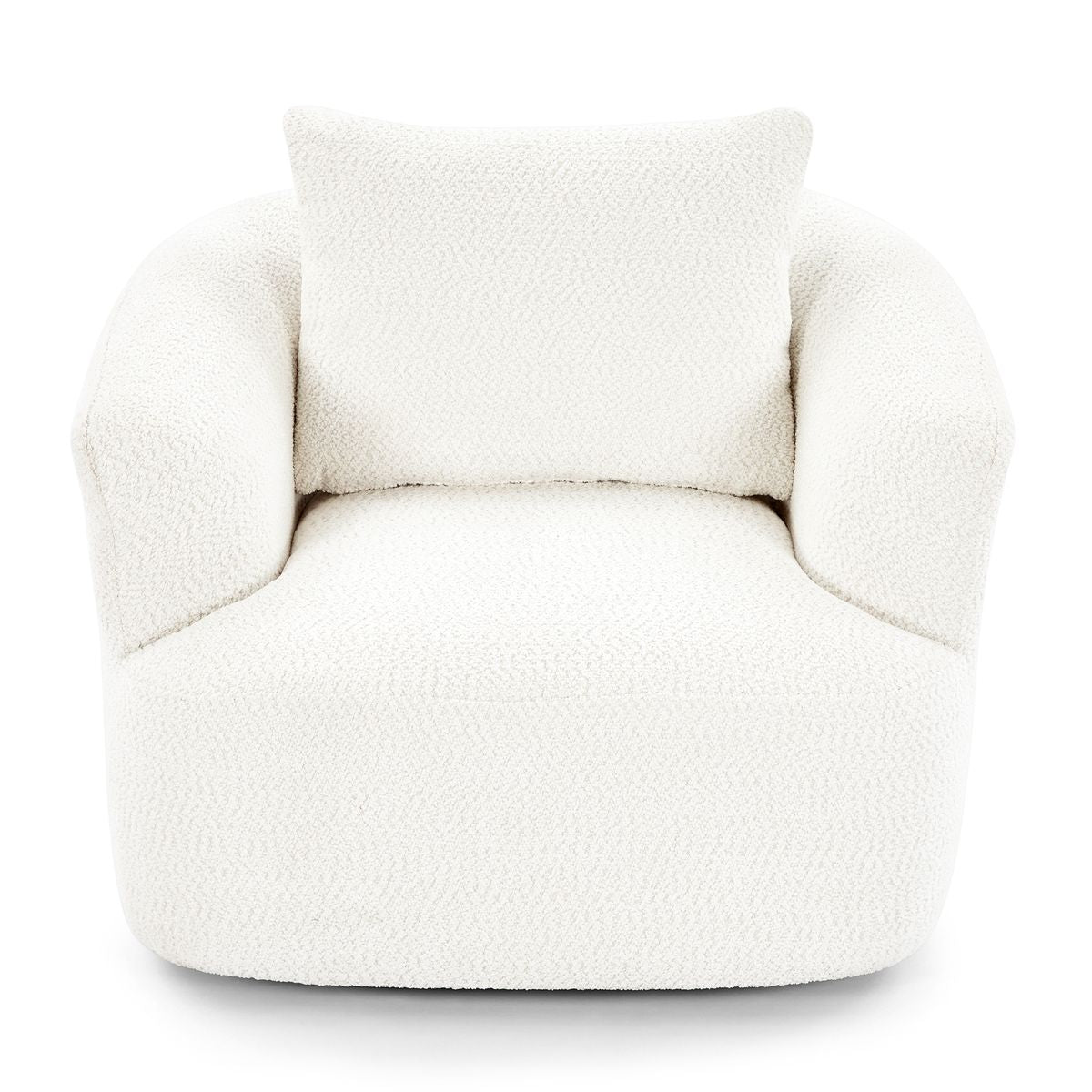 360° Swivel Barrel Sofa Chair with Throw Pillow, Chenille Upholstered Accent Chair, Beige, 38.2'