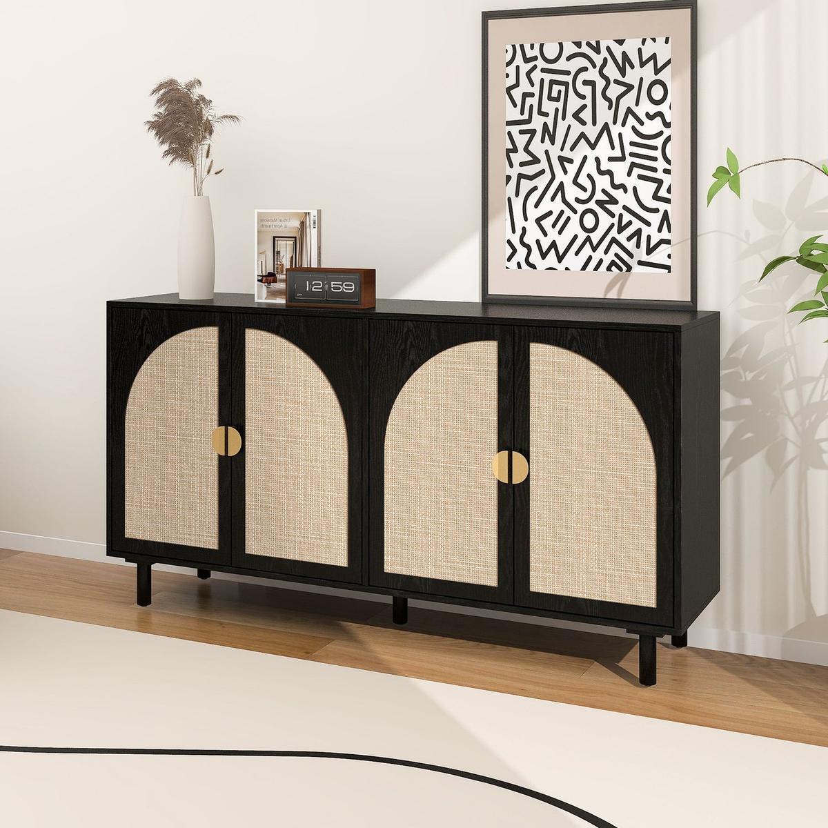 4 Door Cabinet, Suitable for Bedroom, Living Room, Study