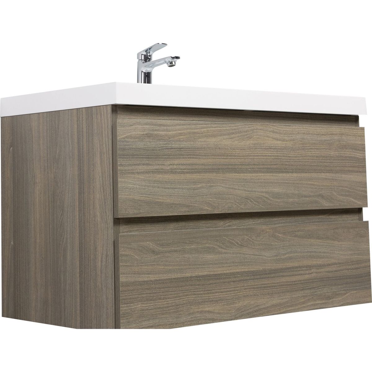 36" Floating Bathroom Vanity with Sink, Modern Wall-Mounted Bathroom Storage Vanity Cabinet with Resin Top Basin and Soft Close Drawers, Ash Grey