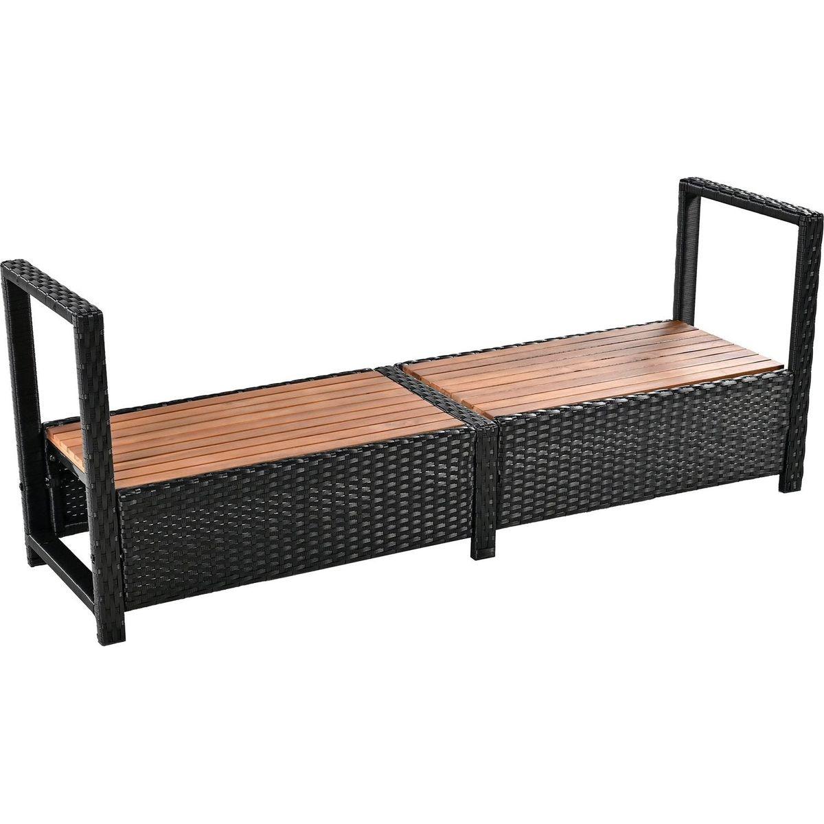 Spa Surround Spa Frame Quadrilateral Outdoor Rattan Sectional Sofa Set with Mini Sofa,Wooden Seats and Storage Spaces, Beige