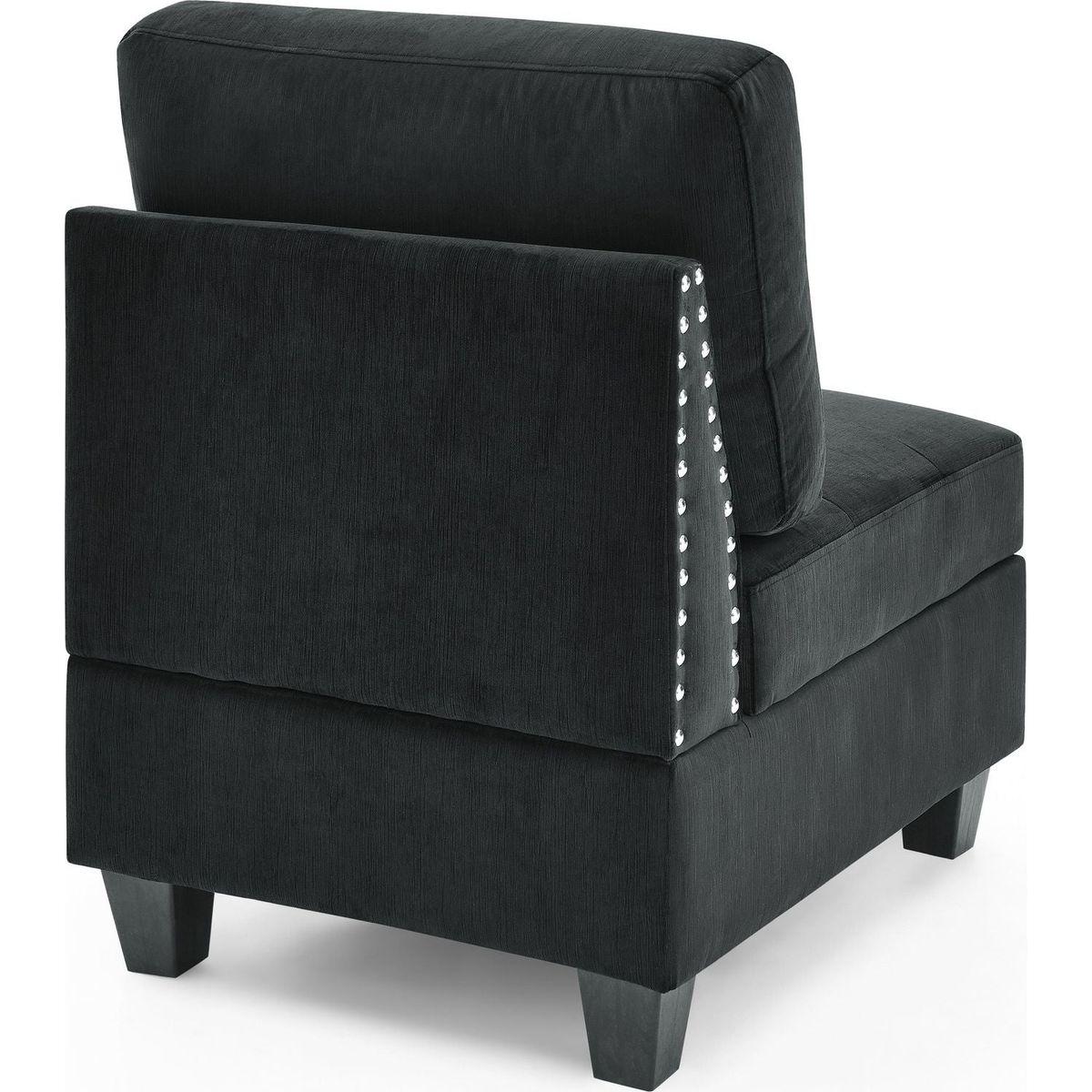 Single Chair for Modular Sectional,Black Velvet (26.5"x31.5"x36")