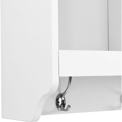 Shoe Storage Bench with Shelves and 4 Hooks, Elegant Hall Tree with Wall Mounted Coat Rack, Entryway Organizer For Hallway, Foyer, Mudroom, White