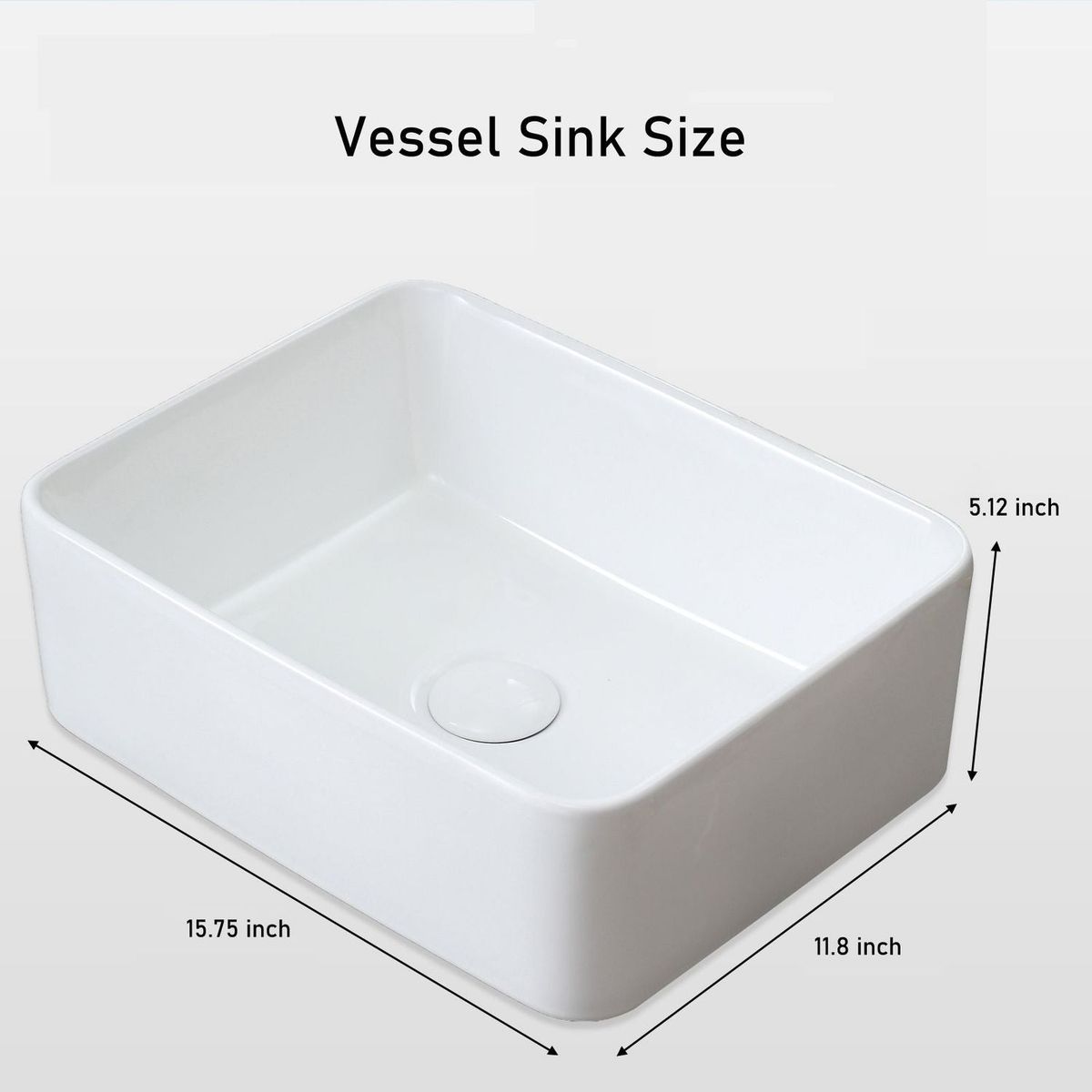 Vessel Bathroom Sink Basin in White Ceramic Single Basin Ceramic Farmhouse Kitchen Sink with Basket Strainer