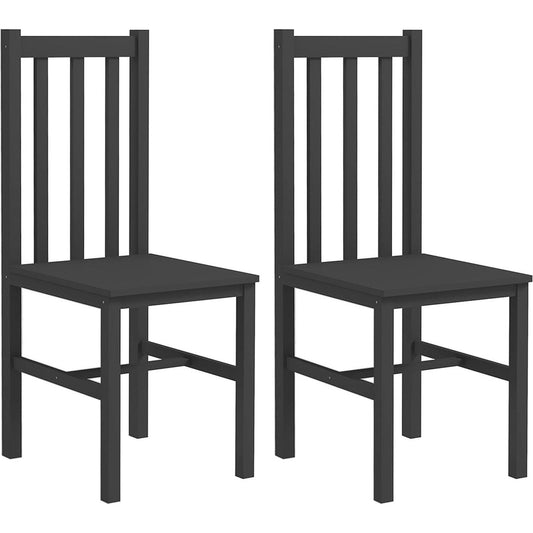 Farmhouse Armless Dining Chairs, Set of 2 with Slat Back, Black