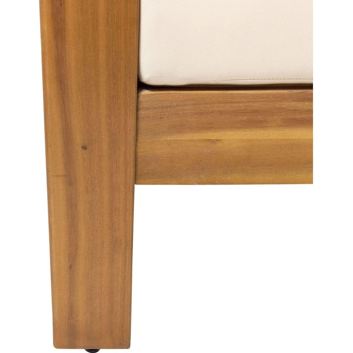 (Set of 2) Outdoor Acacia Wood Club Chairs with Cushions, Teak+Beige, 27.75"D x 32"W x 27.75"H