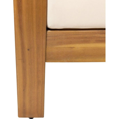 (Set of 2) Outdoor Acacia Wood Club Chairs with Cushions, Teak+Beige, 27.75"D x 32"W x 27.75"H