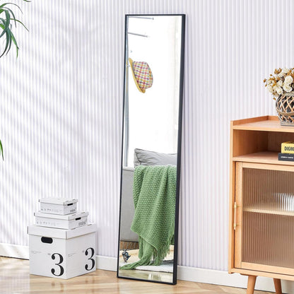 4rd generation black solid wood frame full length mirror, dressing mirror, bedroom porch, decorative mirror, clothing store, floor to ceiling mirror, wall mounted. 58 inches x 15 inches