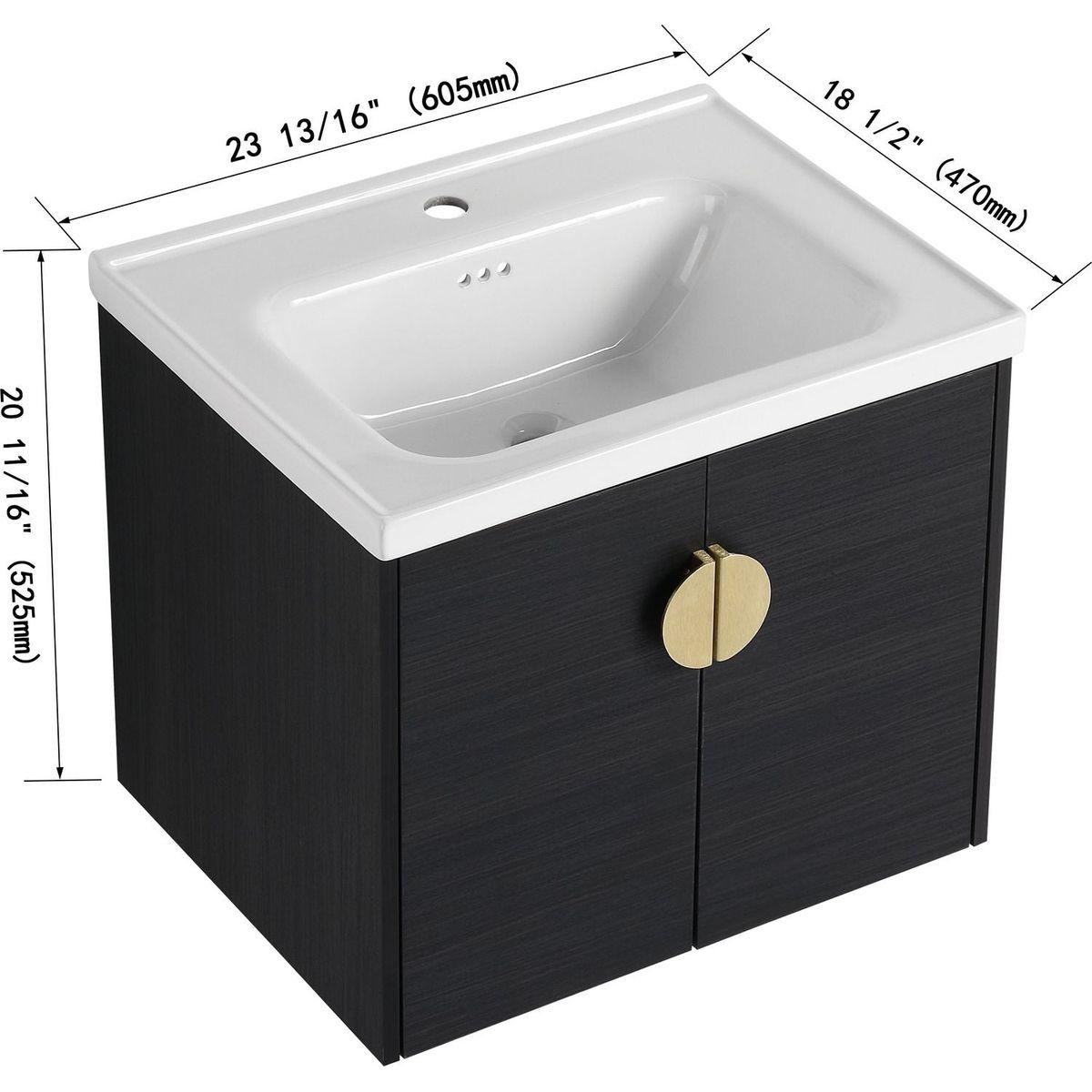 24 Inch Soft Close Doors Bathroom Vanity With Sink, For Small Bathroom,(KD-Packing)