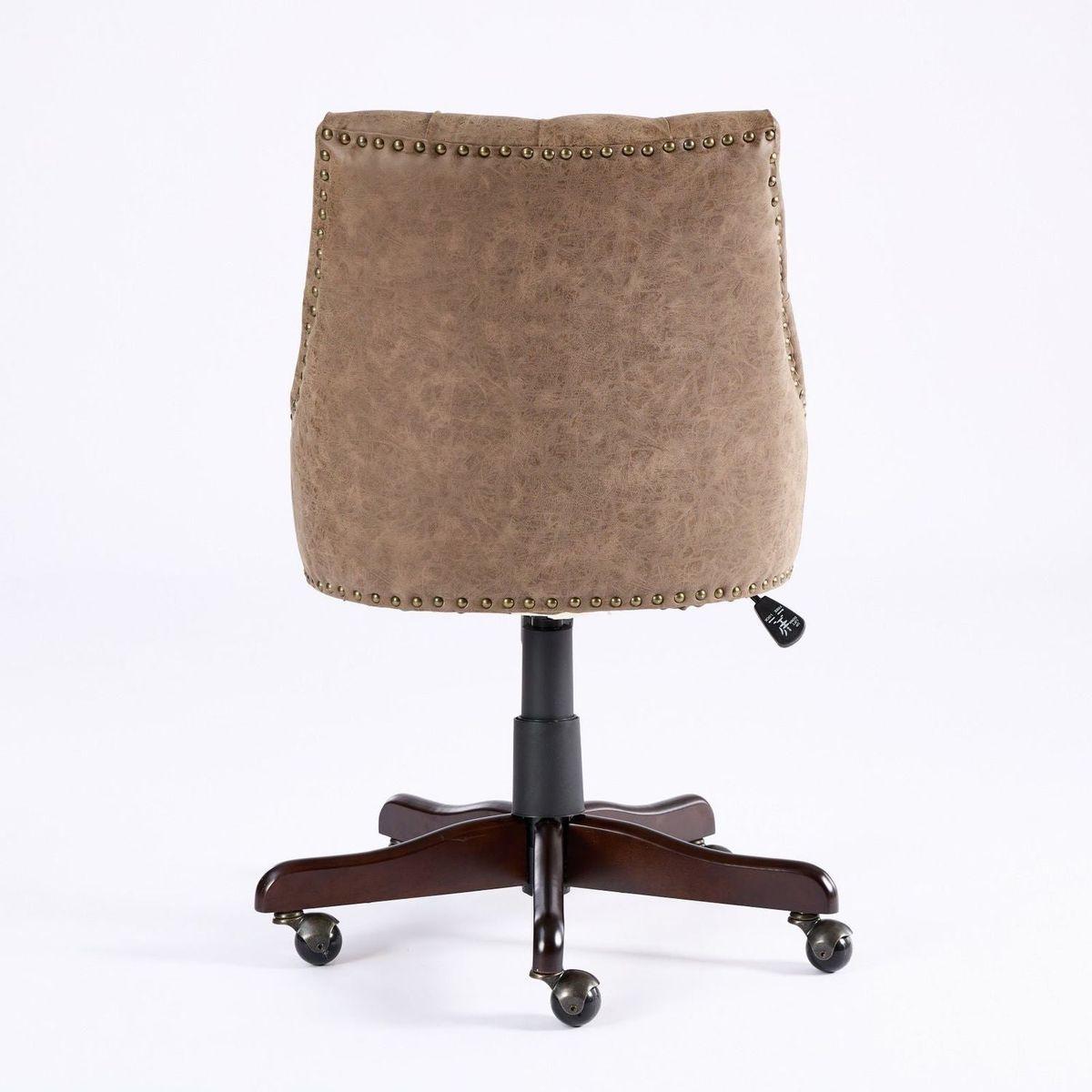 Medieval Retro Style Sheepskin Pattern Fabric Home Office Chair with Lift, Swivel and Recline Functions,Brown color