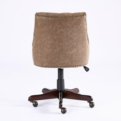 Medieval Retro Style Sheepskin Pattern Fabric Home Office Chair with Lift, Swivel and Recline Functions,Brown color