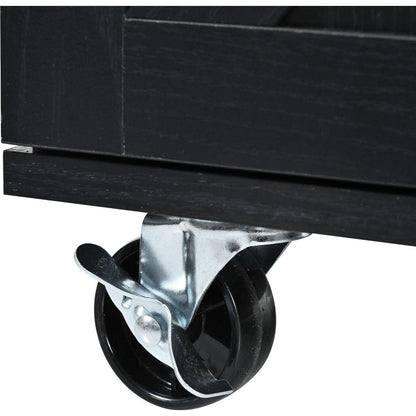 54.5" Farmhouse Kitchen Island with Power Outlet, Kitchen Storage Island with Internal Storage Rack, Drop Leaf, Spice Rack, Rolling Kitchen Cart on Wheels, for Home, Kitchen and Dining Room,Black