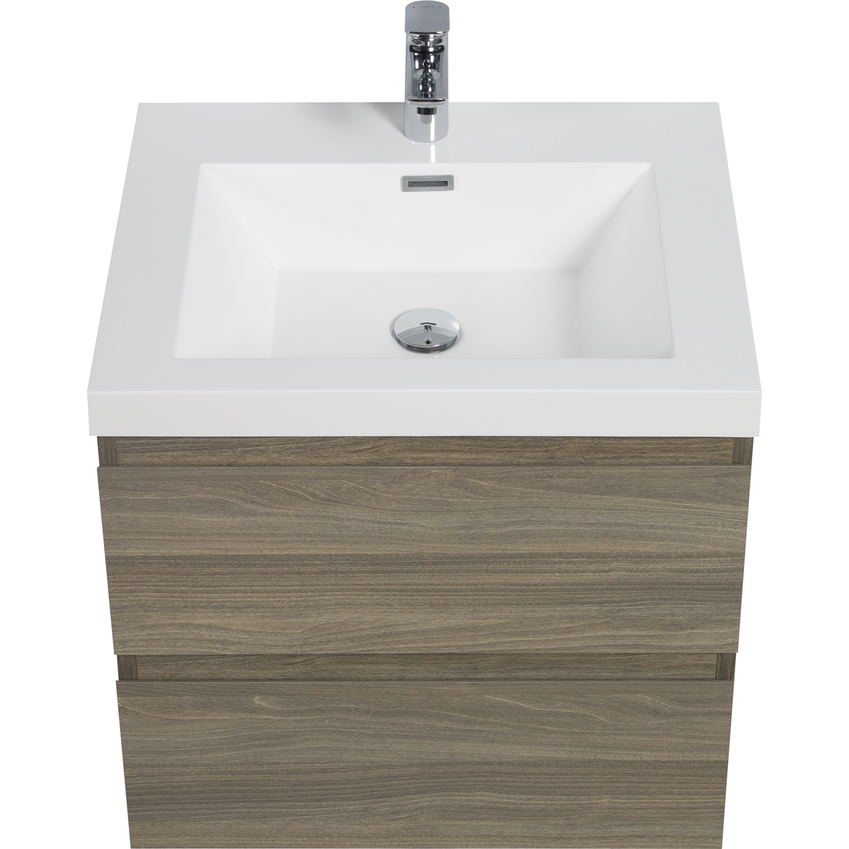 24" Floating Bathroom Vanity with Sink, Modern Wall-Mounted Bathroom Storage Vanity Cabinet with Resin Top Basin and Soft Close Drawers, Ash Grey