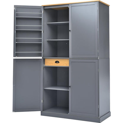 [Assembly Video Provided]40.2x20x71.3inch High Freestanding Kitchen Pantry Large Cupboard Storage Cabinet with 2 Drawers, 2 Adjustable Shelves, 8 Door Shelves for Kitchen, Dining Room,Gray