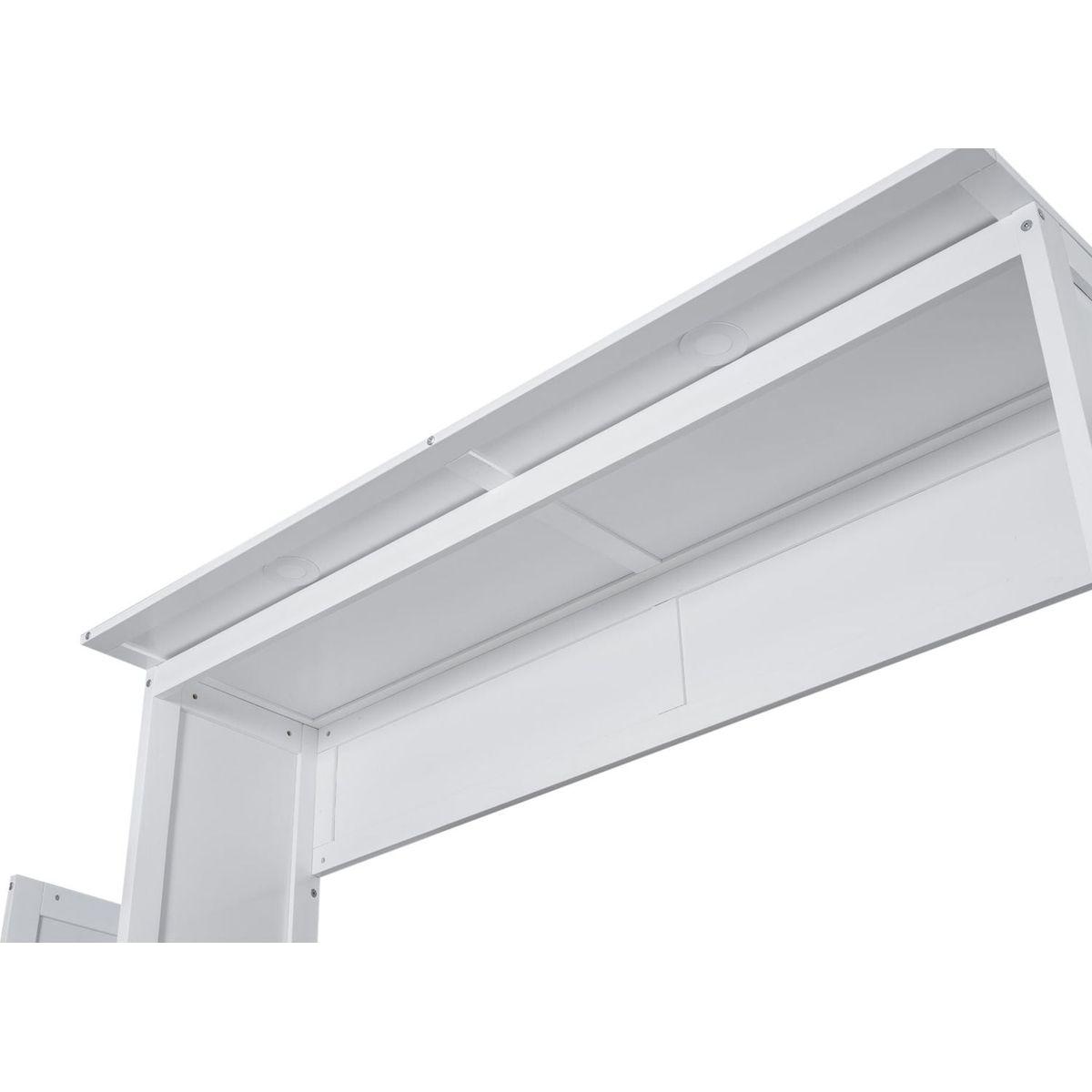 Queen Size Murphy Bed Wall Bed with Shelves and LED Lights,White