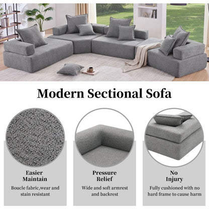156"Oversized Modular U Shaped Sectional Sofa,Luxury Boucle Floor Couch Set,Convertible Sleeper Couch,Spacious Foam-Filled Sofa Bed for Living Room,4 PC Free Combination,2 Color