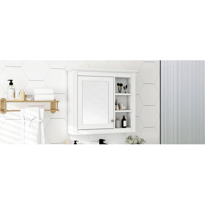 30" x 28" Medicine Cabinet, Wall Mounted Bathroom Storage Cabinet, Modern Bathroom Wall Cabinet with Mirror,Medicine Cabinet, Mirror Cabinet with 3 Open Shelves (Not Include Bathroom Vanity)