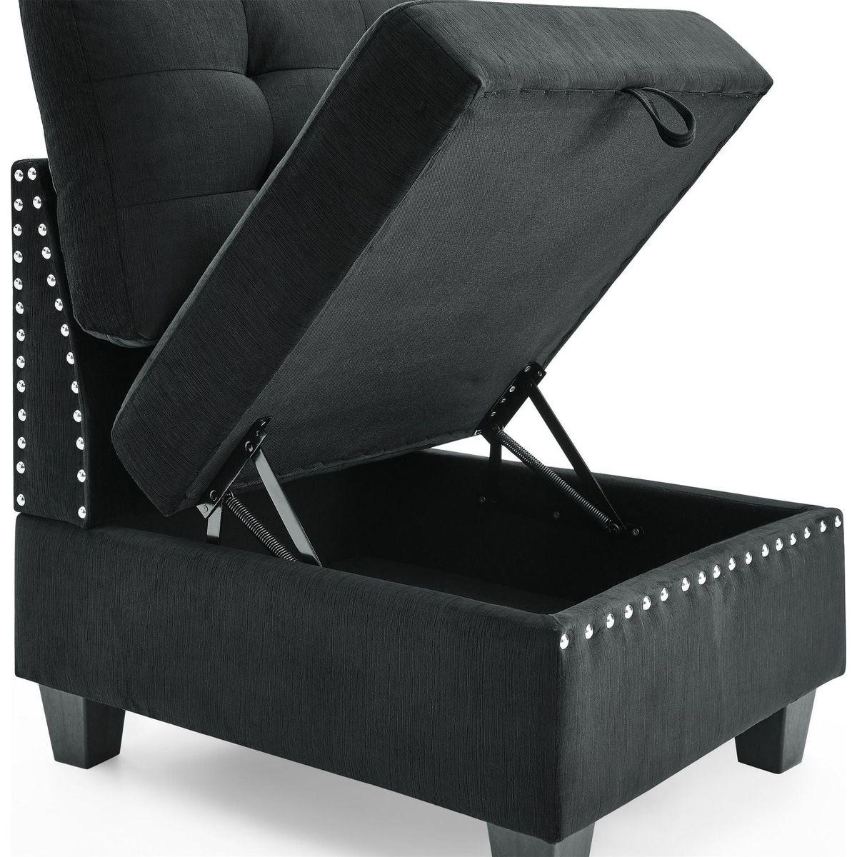 Single Chair for Modular Sectional,Black Velvet (26.5"x31.5"x36")