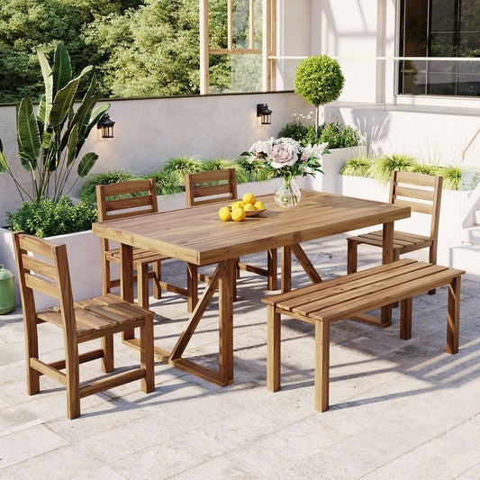 U_Style High-quality Acacia Wood Outdoor Table and Chair Set, Suitable for Patio, Balcony, Backyard(old  sku:WY000396AAA)