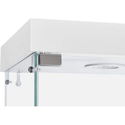 4-Tier Glass Display Cabinet, Double Door Glass Cabinet, Four Partitions, Two Locks, Floor Standing Storage Cabinet for Living Room, Bedroom, Showroom and Office, White, 31.5"L x 14.2"W x 66.3"H