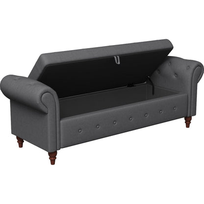 Bed Bench Dark Grey Fabric