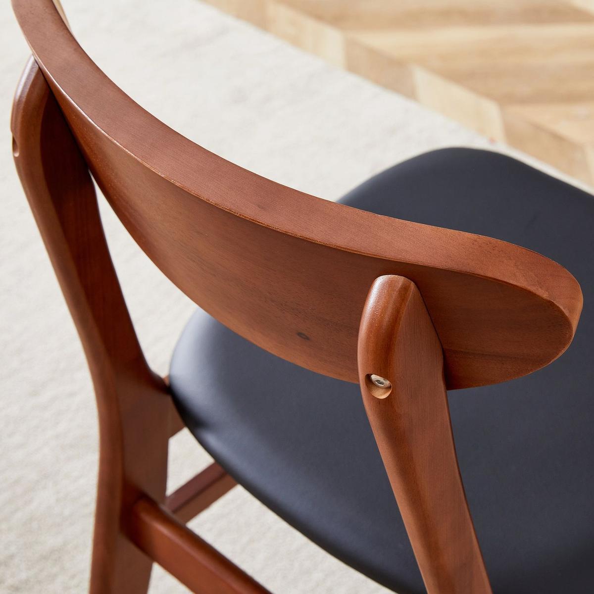 The stylish and durable solid wood dining chair, small curved back, PU cushion, and beautiful shape match perfectly with any room and everyday use