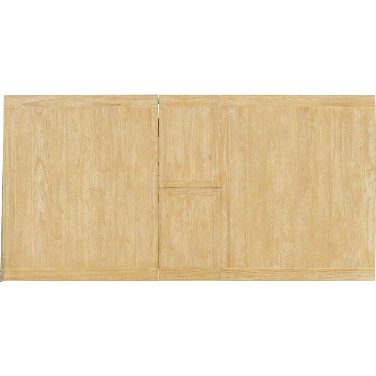 Traditional 7-Piece 72" Extendable Dining Table Set with 12inch Butterfly Leaf and 6 Upholstered Dining Table Set, Natural