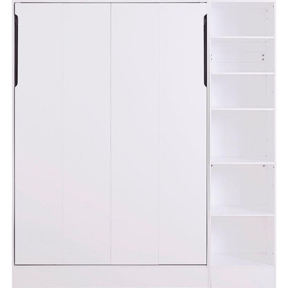 Full Size Murphy Bed Wall Bed with Sofa,with Shelves,White