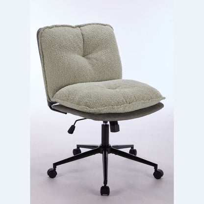 Oversize Seat Cirss Cross Chair with Wheels, Elegant Design Computer Chair, Adjustable Height 360 Rolling Swivel Home Office Chair for Small Space, Dressing Room, Living Room (GRAY+GREEN)