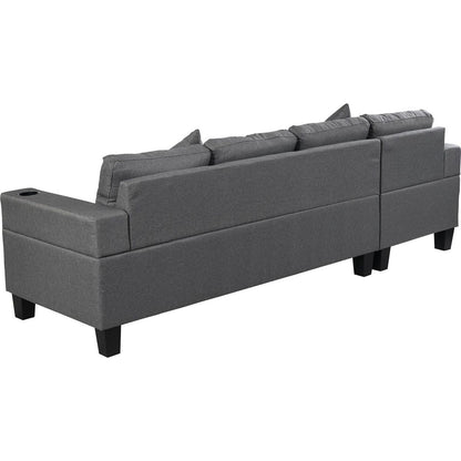 Sectional Sofa Set for Living Room with L Shape Chaise Lounge, cup holder and Left or Right Hand Chaise Modern 4 Seat