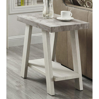 Athens Contemporary Two-Tone Wood Shelf Side Table in Weathered Gray and Beige
