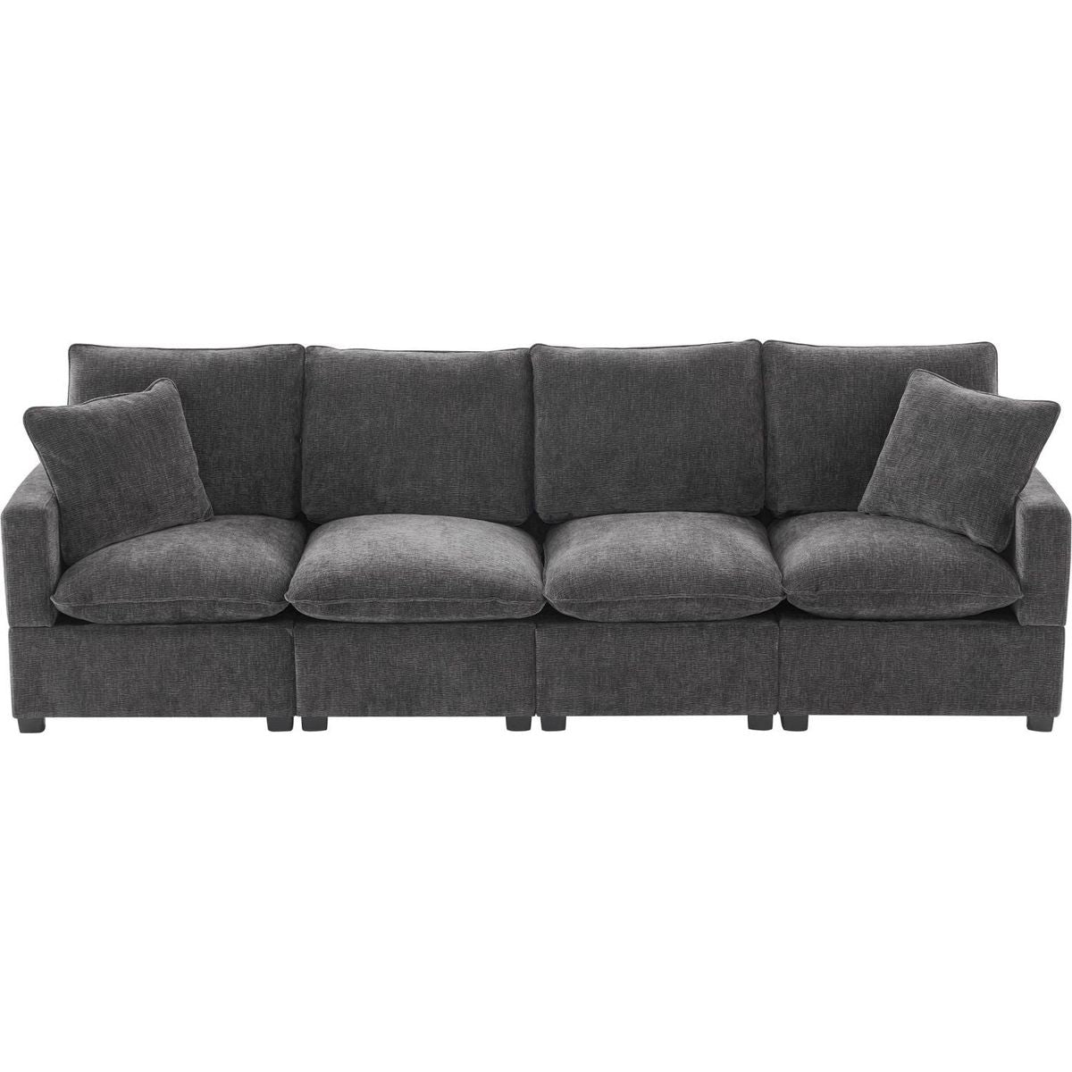 110x29" Modern Modular Sofa, 4 Seat Chenille Sectional Couch Set with 2 Pillows Included, Freely Combinable Indoor Funiture for Living Room, Apartment, Office, 2 Colors