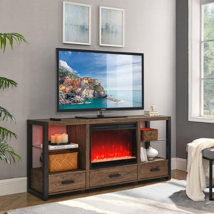 23 inch electric fireplace insert, ultra thin heater with crystal & realistic flame, remote control with timer, overheating protection,with side light